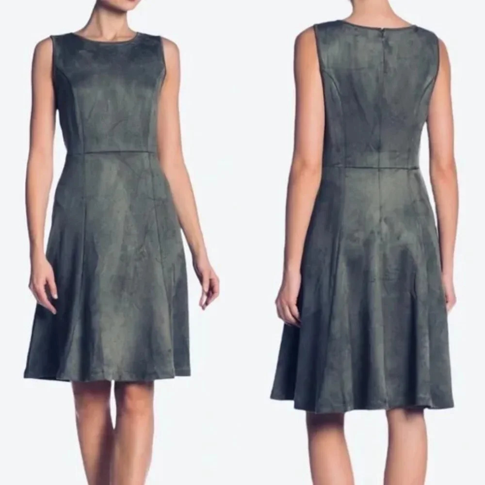 Philosophy NWT Gray Faux Suede Sleeveless Fit & Flare Dress Size 4